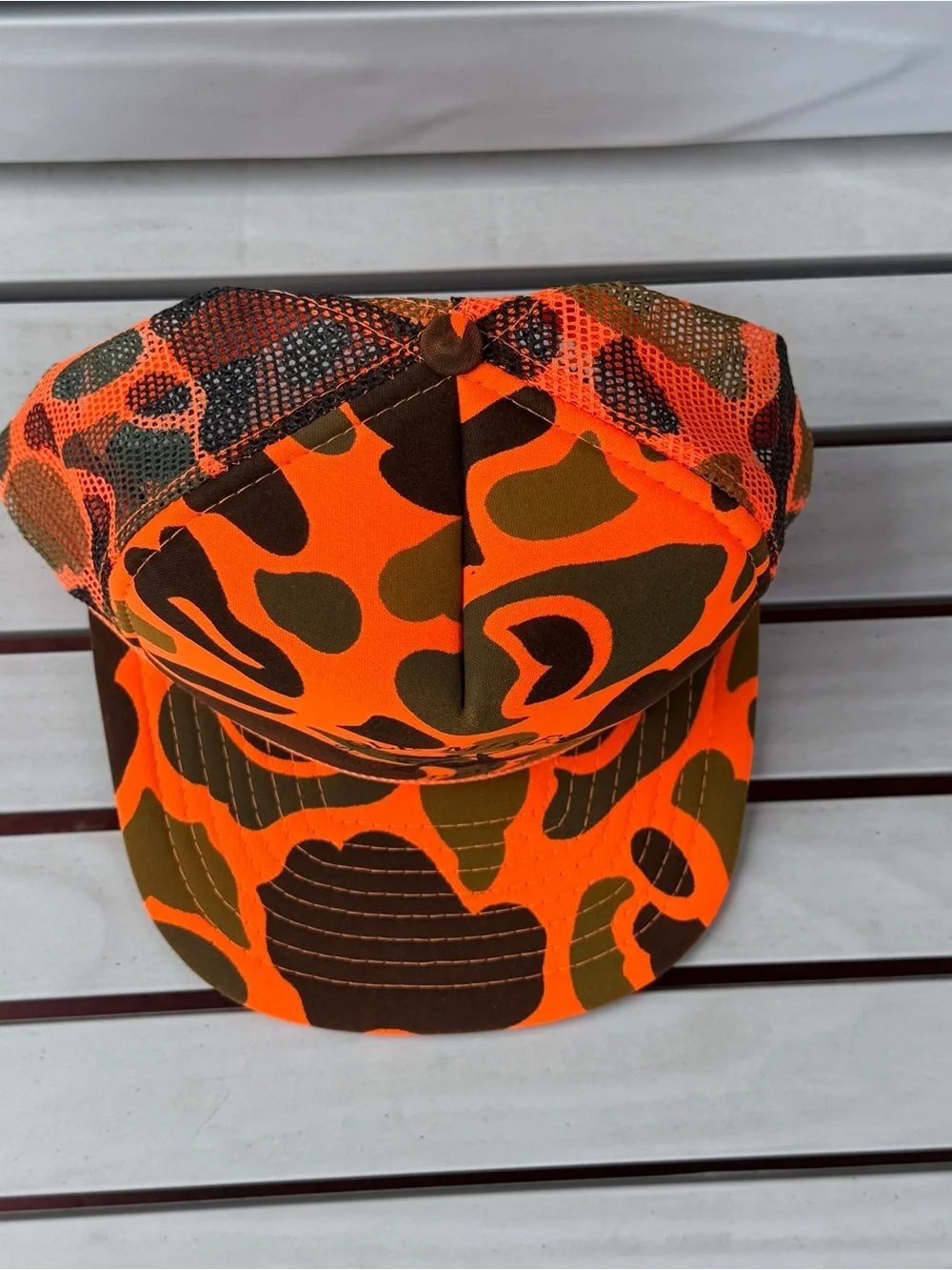 Vintage Ole Mikes Shooters Supply & Tackle Blaze Orange Camo Trucker Hat Kansas